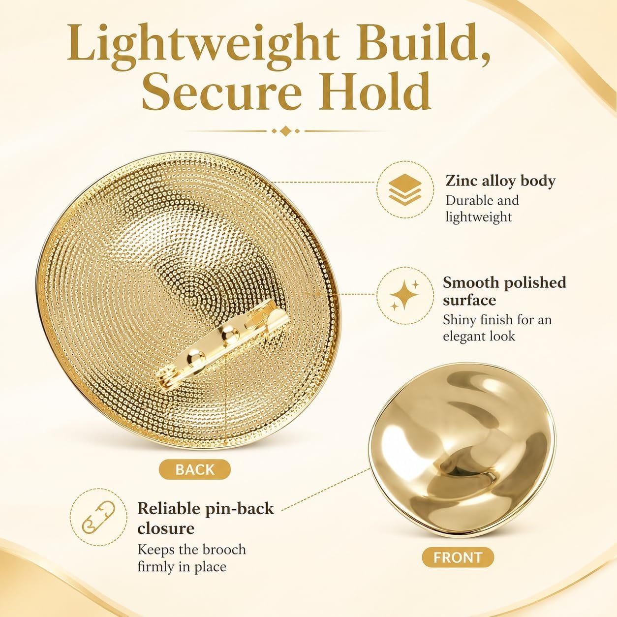 image:imageGold Brooch PinVintage Round Geometric Brooch PinIrregular Metal Lapel Pin for Dress Sweater Coat ScarfElegant Jewelry Accessory for Wedding Party BirthdayGold