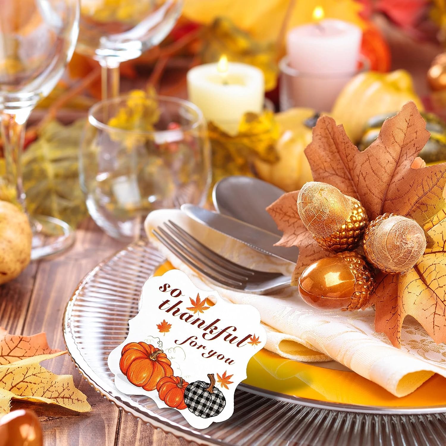 image:imageOutus 48 Pcs Thanksgiving So Thankful for You Gift Tags with String Fall96