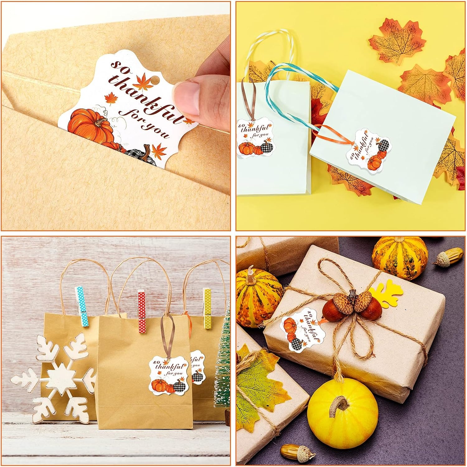 image:imageOutus 48 Pcs Thanksgiving So Thankful for You Gift Tags with String Fall96