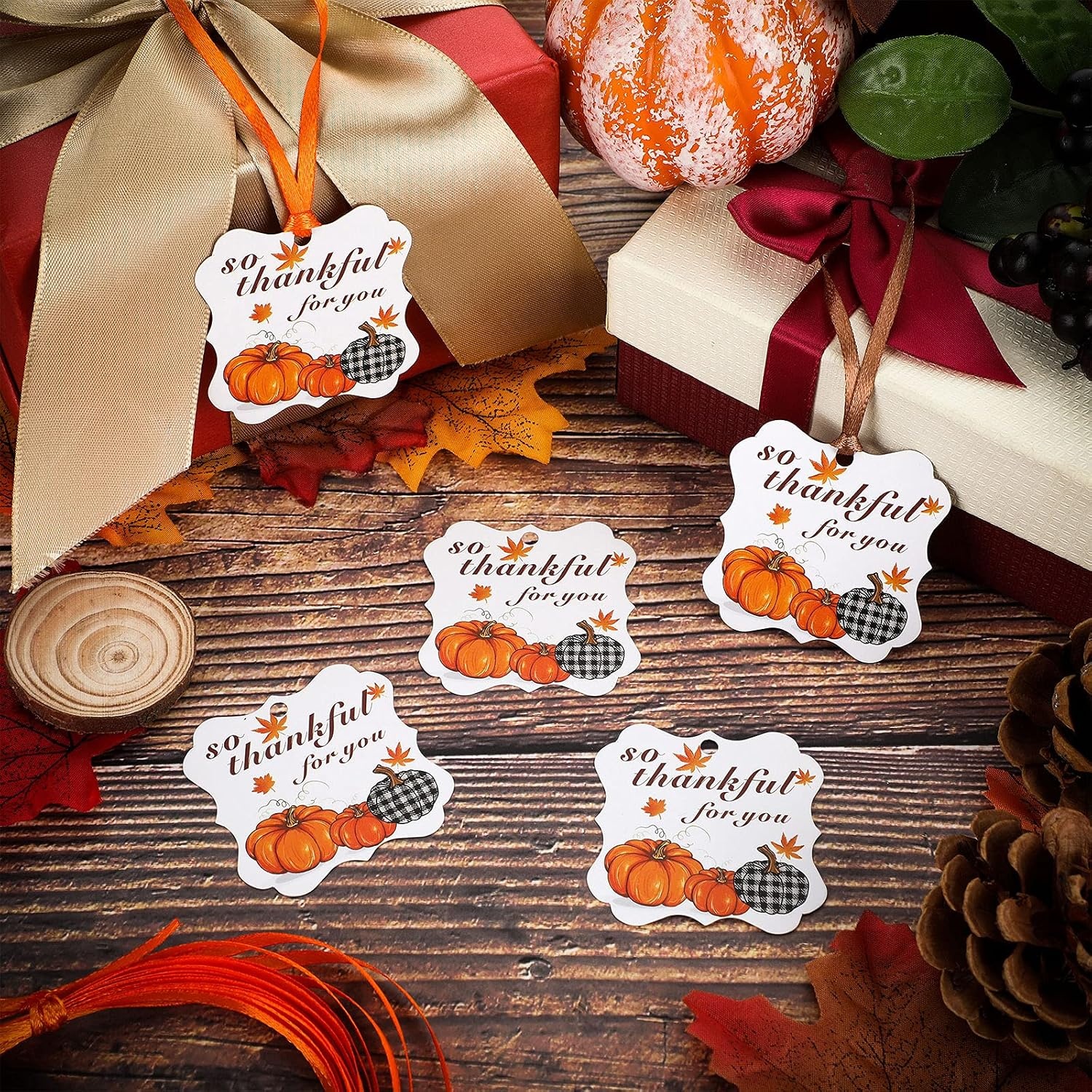 image:imageOutus 48 Pcs Thanksgiving So Thankful for You Gift Tags with String Fall96