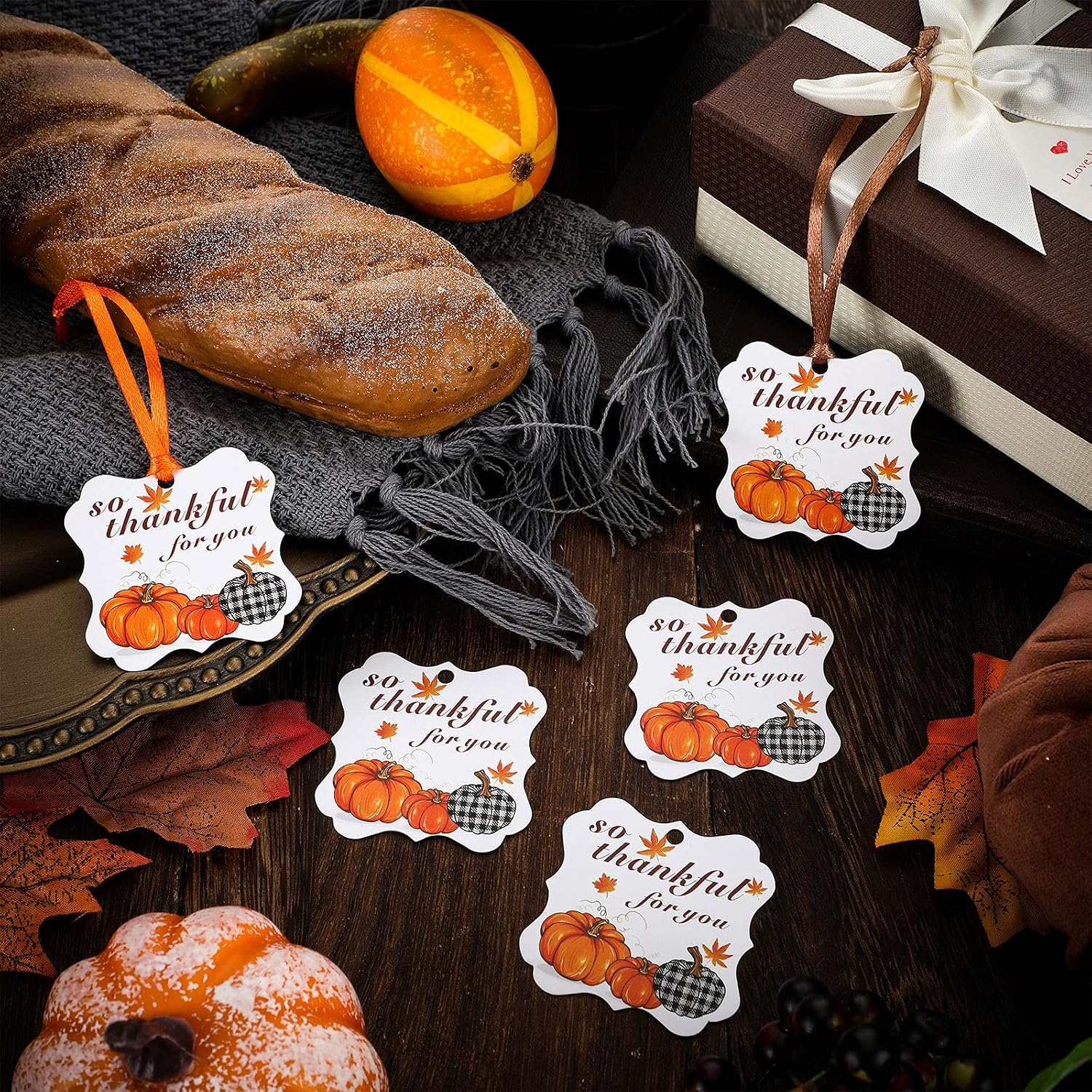 image:imageOutus 48 Pcs Thanksgiving So Thankful for You Gift Tags with String Fall96
