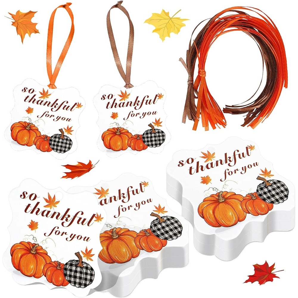image:imageOutus 48 Pcs Thanksgiving So Thankful for You Gift Tags with String Fall96