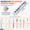 image:imageOutus 20 Pcs Straw Carrying Case Chopstick Bag Canvas Nature Beige MixClassic Blue Mix