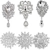 image:imageEzing 6 Pcs Rhinestone Crystal Brooch Set for Wedding Bridal Bouquet Jewelry Brooches Lot
