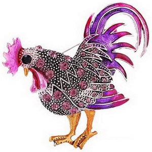image:imageCock Rooster Brooch Pins Multicolor Crystal Brooches for Womenpurple