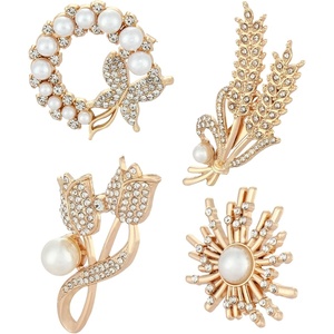 image:imageCrystal Pearl Brooches and Pins for Women Wedding Christmas Teacher Appreciation GiftPearlGold