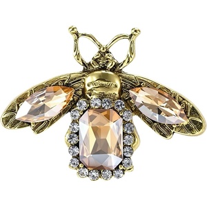 image:imageGBAHFY Vintage Bee Brooch Crystal Rhinestone Gold Tone Insect Lapel Pin Multi Gem Statement Brooch for Women Clothing Scarf Bag AccessoriesBrown