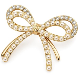 image:imageGold Brooch for Women Elegant Bow Brooch Pin Vintage Brooches for Women Fashion Large Ribbon Knot Jewelry Lapel PinGold Pearl