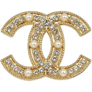 image:imageGold Tone Pearl Crystal Brooch Pin Elegant Rhinestone Lapel Pin for Jackets Blazers Sweaters Dresses and Scarves Vintage Inspired Decorative Jewelry Accessory