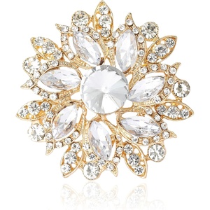 image:imageTrendy Large Rhinestone Flower Brooches 8color for Women Luxury Office Party Casual Pins Jewelry Accessories GiftsGolden