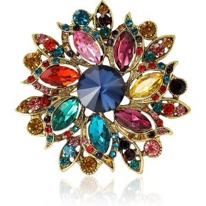image:imageTrendy Large Rhinestone Flower Brooches 8color for Women Luxury Office Party Casual Pins Jewelry Accessories GiftsMulticolor