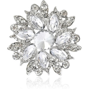 image:imageTrendy Large Rhinestone Flower Brooches 8color for Women Luxury Office Party Casual Pins Jewelry Accessories GiftsSilvery