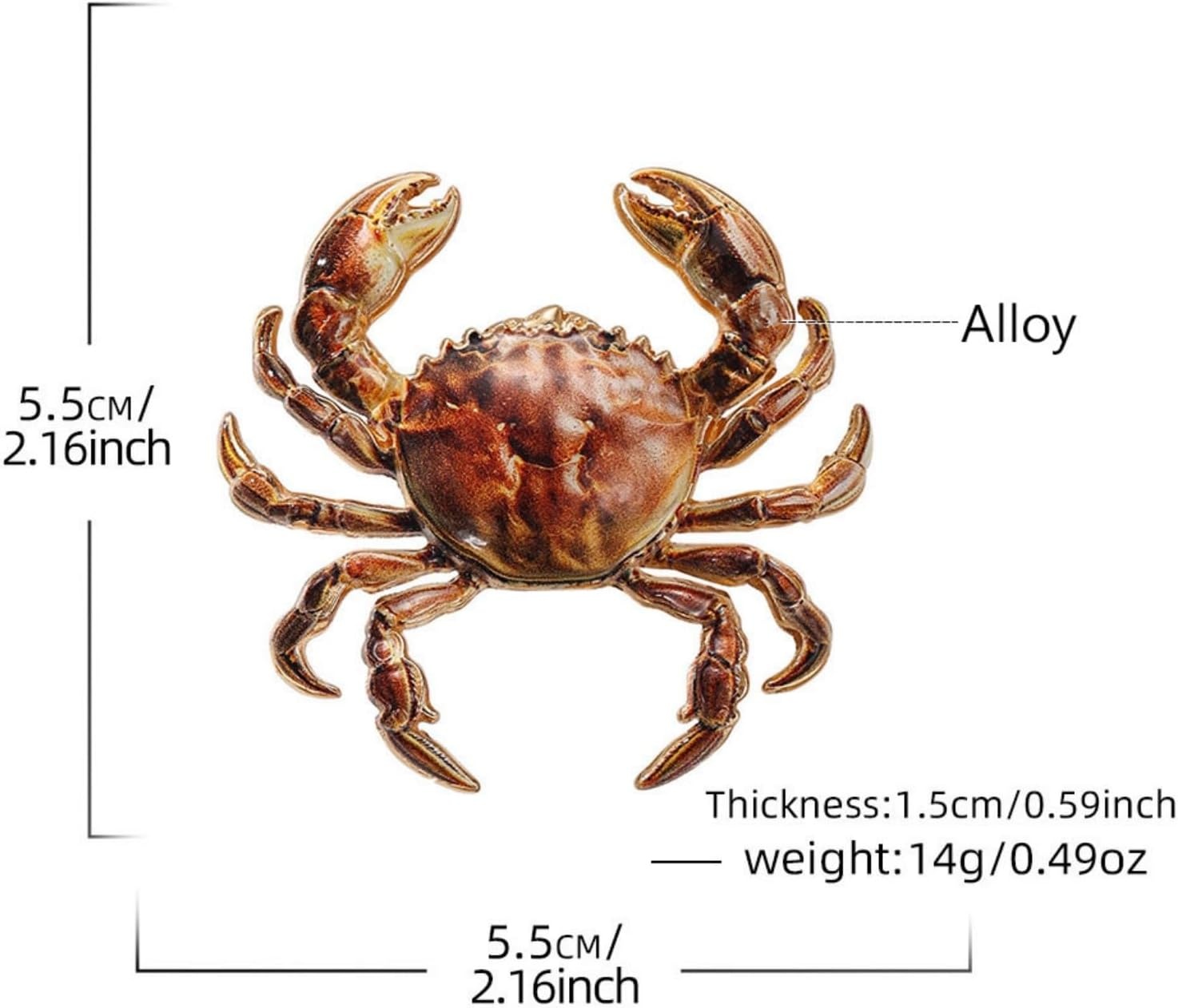 image:imageMALOYANVE Crab Brooch Pin for Women Men Vintage Gold Plated Crab Enamel Lapel Pin Ocean Marine Animal Brooch for Jackets Hats Scarves Bags Gift for Beach LoversBrown