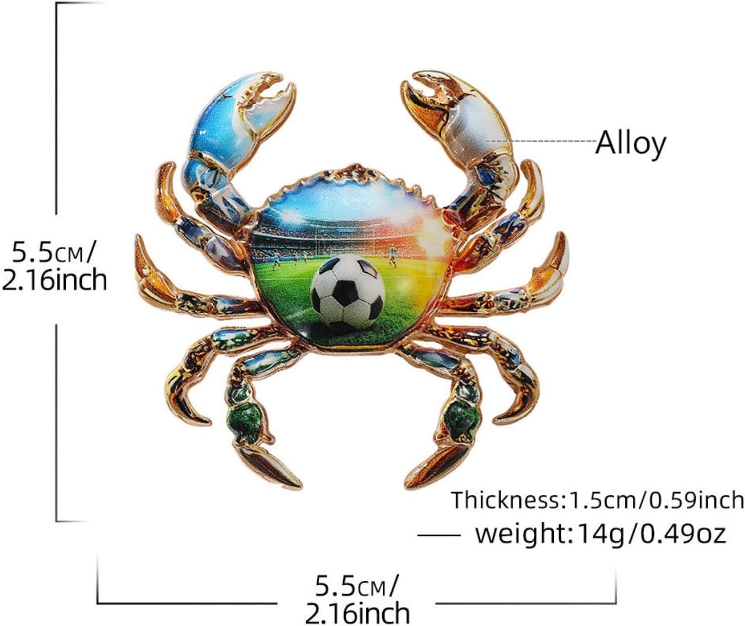 image:imageMALOYANVE Crab Brooch Pin for Women Men Vintage Gold Plated Crab Enamel Lapel Pin Ocean Marine Animal Brooch for Jackets Hats Scarves Bags Gift for Beach LoversGreen soccerthemed