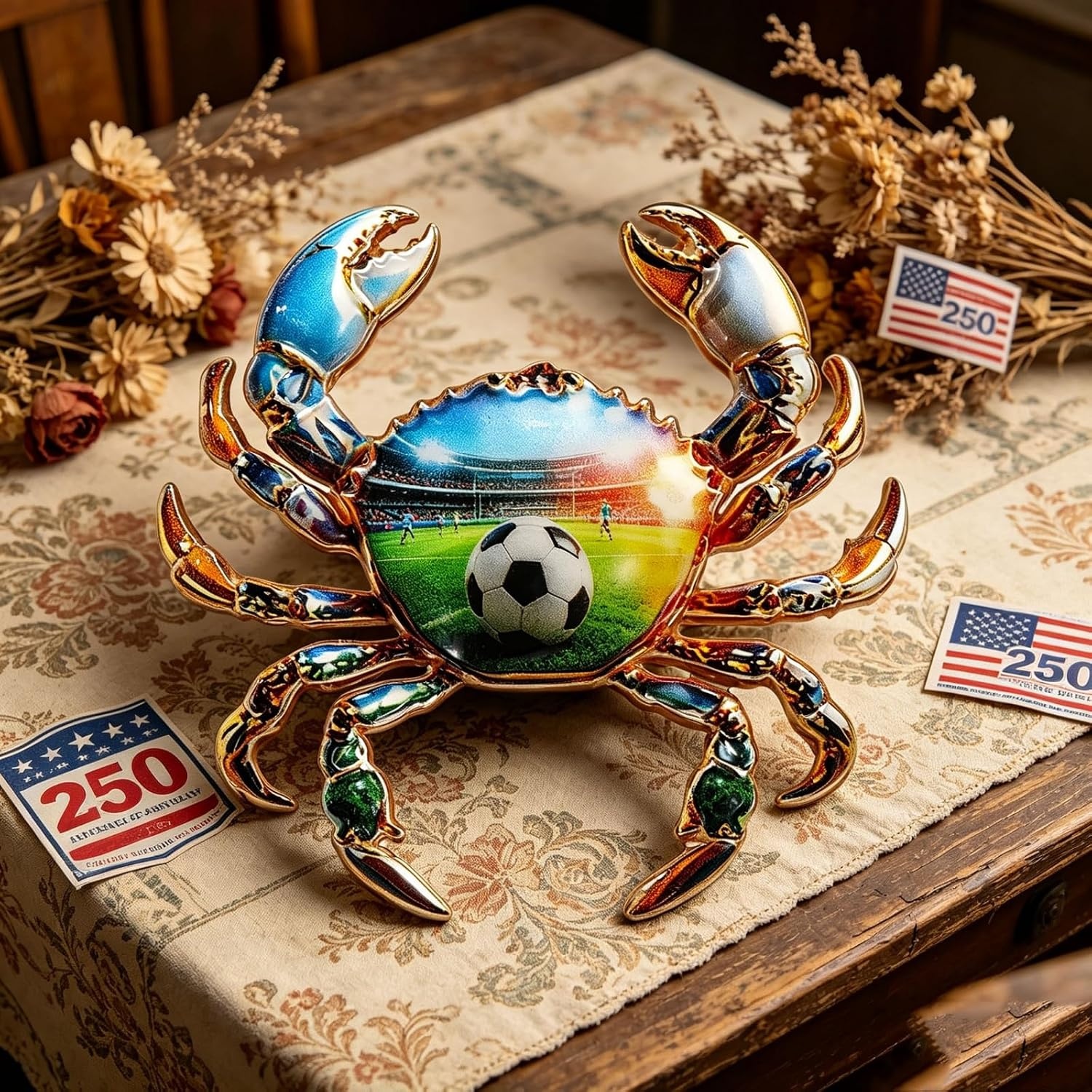 image:imageMALOYANVE Crab Brooch Pin for Women Men Vintage Gold Plated Crab Enamel Lapel Pin Ocean Marine Animal Brooch for Jackets Hats Scarves Bags Gift for Beach LoversGreen soccerthemed