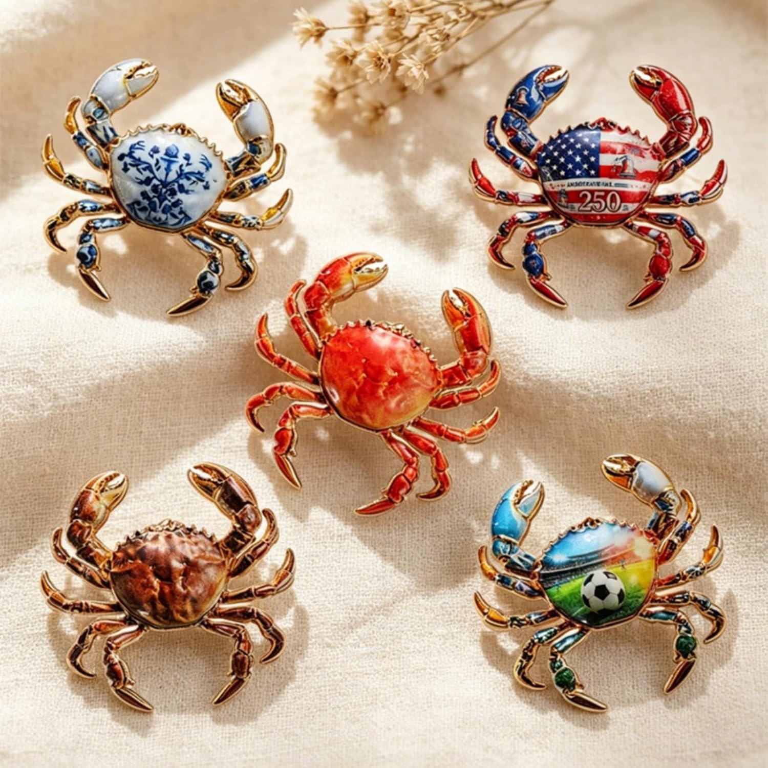 image:imageMALOYANVE Crab Brooch Pin for Women Men Vintage Gold Plated Crab Enamel Lapel Pin Ocean Marine Animal Brooch for Jackets Hats Scarves Bags Gift for Beach LoversOrange