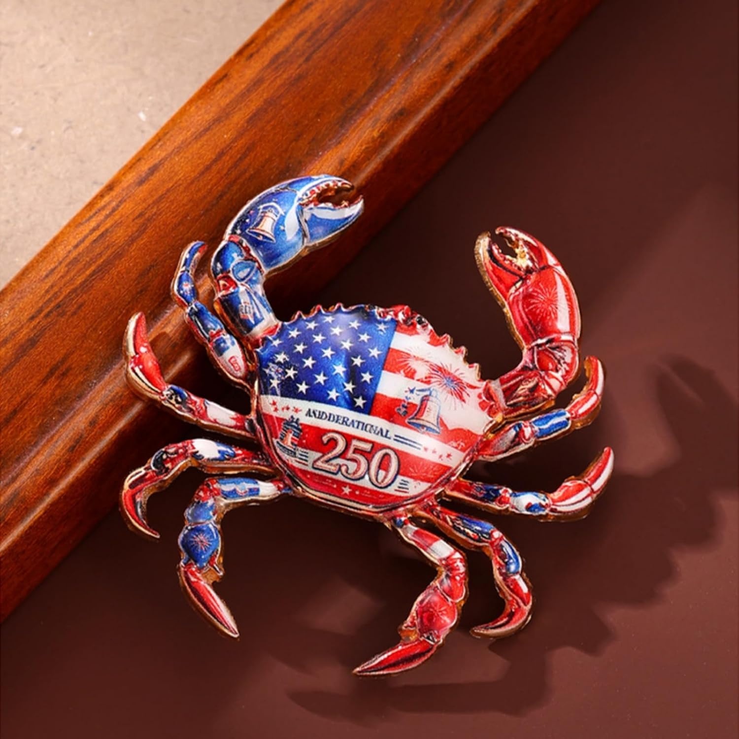 image:imageMALOYANVE Crab Brooch Pin for Women Men Vintage Gold Plated Crab Enamel Lapel Pin Ocean Marine Animal Brooch for Jackets Hats Scarves Bags Gift for Beach LoversAmerican flag 250th Anniversary