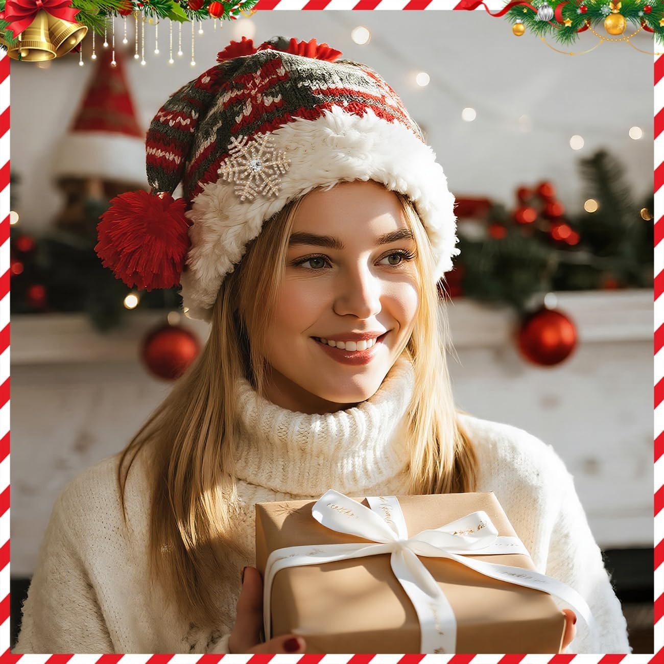 image:imageYowivon Christmas Brooch Pins for Women Fashion Crystal Rhinestone Sparkling Vintage Christmas Holiday Acessories Jewelry Pin Gift for Her Christmas Tree Wreath Snowflake Angel Candy CaneSnowflake