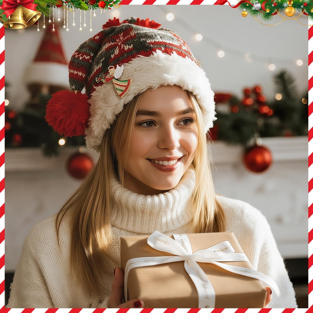 image:imageYowivon Christmas Brooch Pins for Women Fashion Crystal Rhinestone Sparkling Vintage Christmas Holiday Acessories Jewelry Pin Gift for Her Christmas Tree Wreath Snowflake Angel Candy CaneAngel