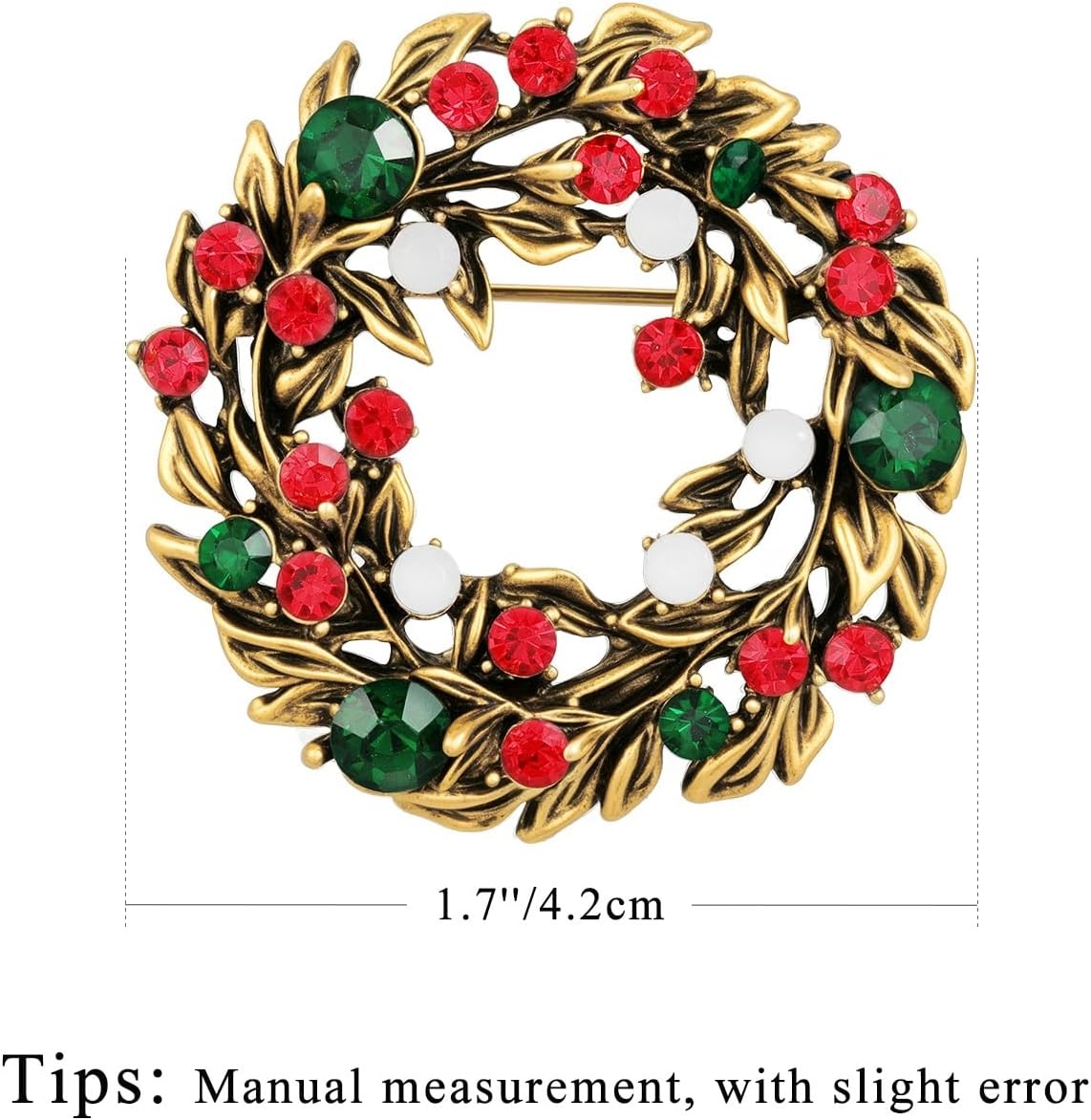image:imageYowivon Christmas Brooch Pins for Women Fashion Crystal Rhinestone Sparkling Vintage Christmas Holiday Acessories Jewelry Pin Gift for Her Christmas Tree Wreath Snowflake Angel Candy CaneWreath