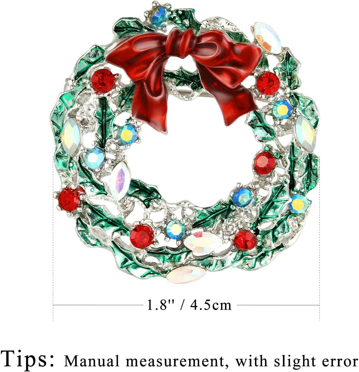 image:imageYowivon Christmas Brooch Pins for Women Fashion Crystal Rhinestone Sparkling Vintage Christmas Holiday Acessories Jewelry Pin Gift for Her Christmas Tree Wreath Snowflake Angel Candy CaneBow Wreath