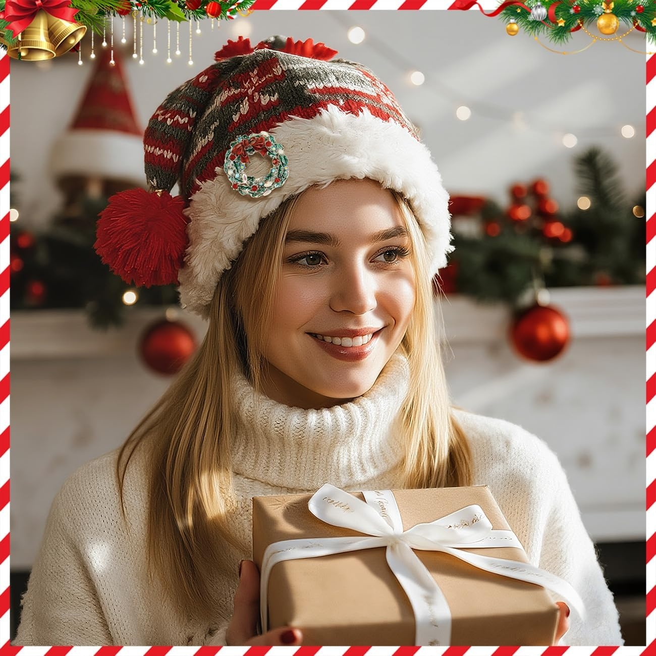 image:imageYowivon Christmas Brooch Pins for Women Fashion Crystal Rhinestone Sparkling Vintage Christmas Holiday Acessories Jewelry Pin Gift for Her Christmas Tree Wreath Snowflake Angel Candy CaneBow Wreath