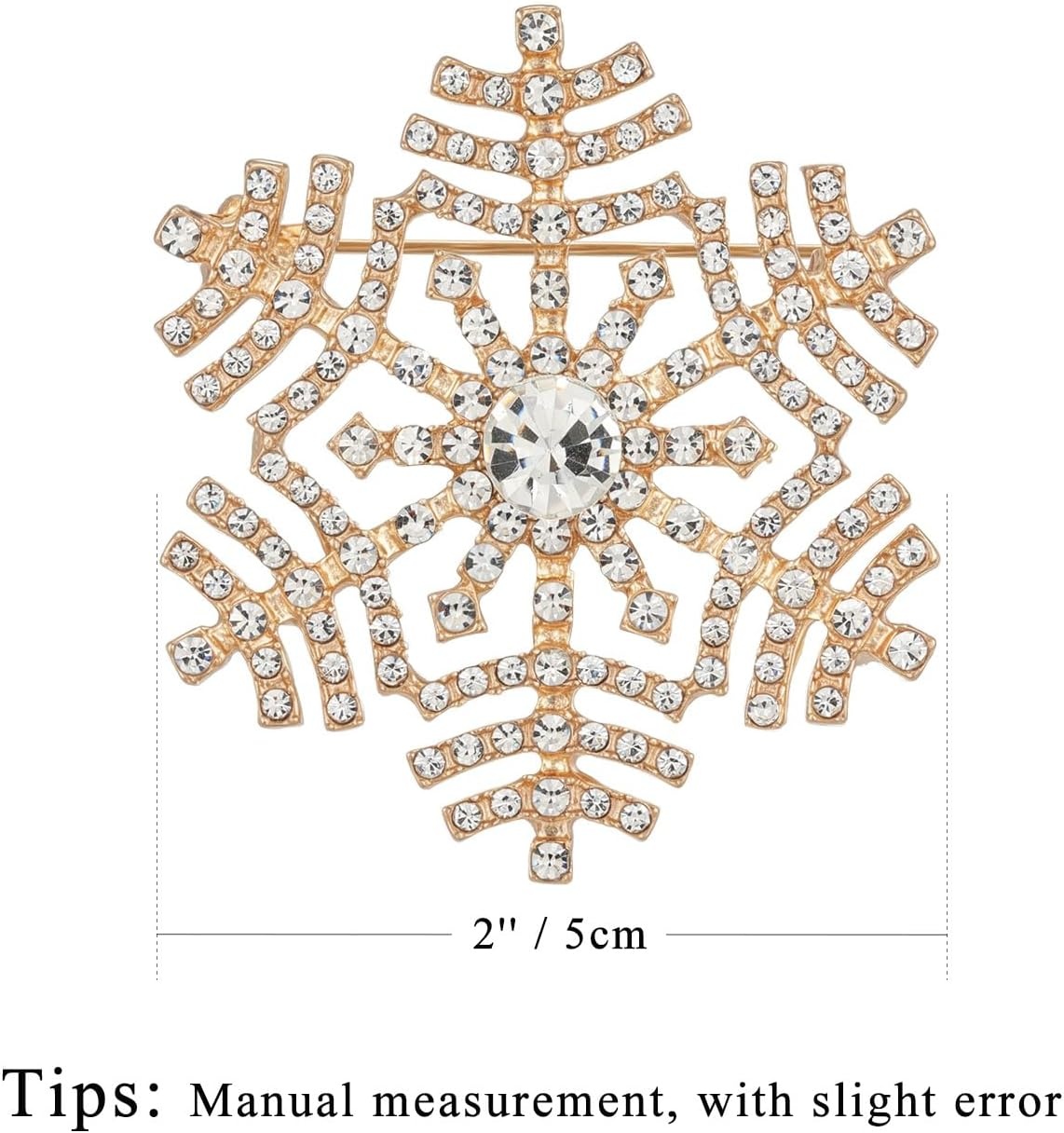 image:imageYowivon Christmas Brooch Pins for Women Fashion Crystal Rhinestone Sparkling Vintage Christmas Holiday Acessories Jewelry Pin Gift for Her Christmas Tree Wreath Snowflake Angel Candy CaneSnowflake