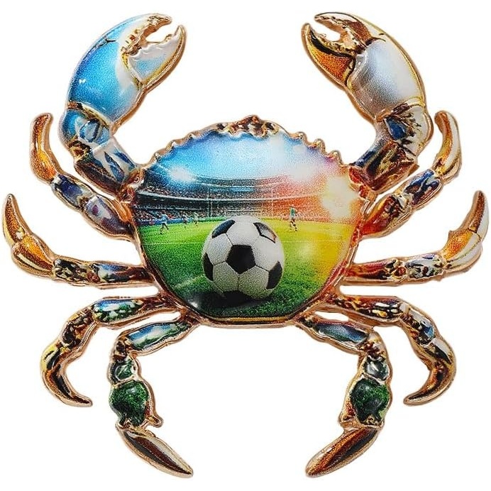 image:imageMALOYANVE Crab Brooch Pin for Women Men Vintage Gold Plated Crab Enamel Lapel Pin Ocean Marine Animal Brooch for Jackets Hats Scarves Bags Gift for Beach LoversGreen soccerthemed