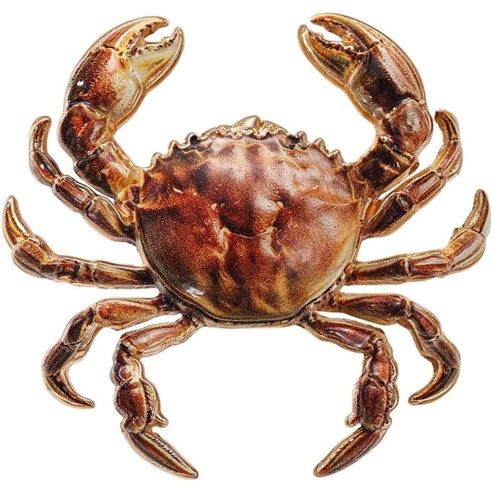 image:imageMALOYANVE Crab Brooch Pin for Women Men Vintage Gold Plated Crab Enamel Lapel Pin Ocean Marine Animal Brooch for Jackets Hats Scarves Bags Gift for Beach LoversBrown