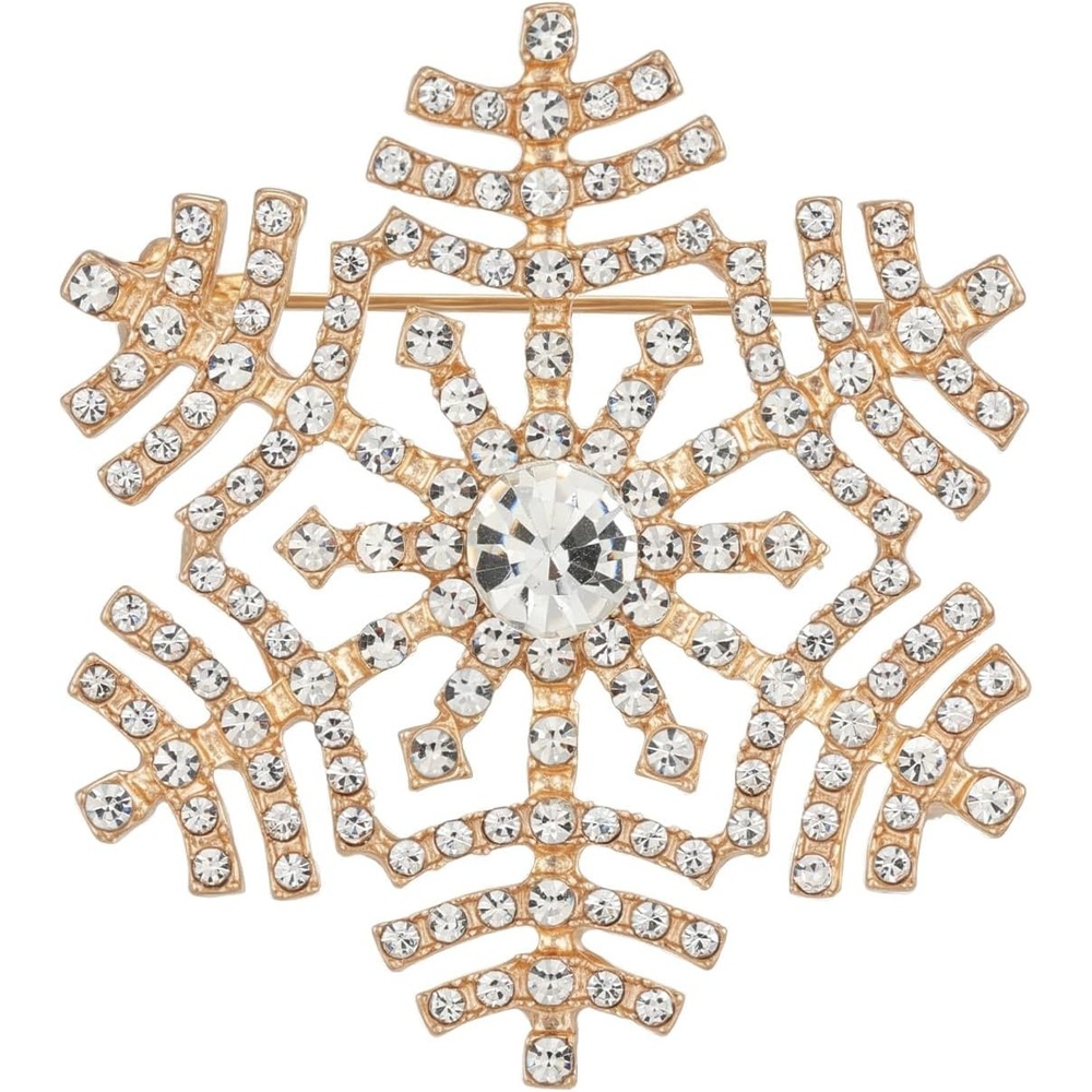 image:imageYowivon Christmas Brooch Pins for Women Fashion Crystal Rhinestone Sparkling Vintage Christmas Holiday Acessories Jewelry Pin Gift for Her Christmas Tree Wreath Snowflake Angel Candy CaneSnowflake