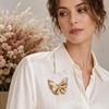 image:image1 Piece Butterfly Crystal Brooch Pin for Women Dress Shirt JewelryGold