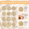 image:image12 Pcs Crystal Rhinestone Flower Brooch Pins for Women Alloy Flower Lapel Pins with Rhinestones Bulk Brooches Jewelry for Crafts Wedding Bouquet Brooch Lapel Badge DIY Decorationgolden