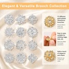 image:image12 Pcs Crystal Rhinestone Flower Brooch Pins for Women Alloy Flower Lapel Pins with Rhinestones Bulk Brooches Jewelry for Crafts Wedding Bouquet Brooch Lapel Badge DIY Decorationsilvery
