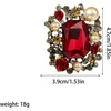image:imageAntique Rhinestone Rectangle Statement Brooch Pin for Women Men Vintage Baroque Elegant Rectangle Crystal Lapel Pin Wedding Christmas Festival Ornament JewelryRed