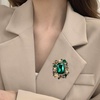 image:imageAntique Rhinestone Rectangle Statement Brooch Pin for Women Men Vintage Baroque Elegant Rectangle Crystal Lapel Pin Wedding Christmas Festival Ornament JewelryGreen