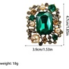 image:imageAntique Rhinestone Rectangle Statement Brooch Pin for Women Men Vintage Baroque Elegant Rectangle Crystal Lapel Pin Wedding Christmas Festival Ornament JewelryGreen