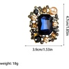 image:imageAntique Rhinestone Rectangle Statement Brooch Pin for Women Men Vintage Baroque Elegant Rectangle Crystal Lapel Pin Wedding Christmas Festival Ornament JewelryBlue