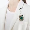 image:imageAntique Rhinestone Rectangle Statement Brooch Pin for Women Men Vintage Baroque Elegant Rectangle Crystal Lapel Pin Wedding Christmas Festival Ornament JewelryGreen