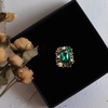 image:imageAntique Rhinestone Rectangle Statement Brooch Pin for Women Men Vintage Baroque Elegant Rectangle Crystal Lapel Pin Wedding Christmas Festival Ornament JewelryGreen