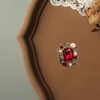 image:imageAntique Rhinestone Rectangle Statement Brooch Pin for Women Men Vintage Baroque Elegant Rectangle Crystal Lapel Pin Wedding Christmas Festival Ornament JewelryRed