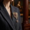 image:imageBlack Large Flower Shape Brooches Elegant Accessory for Clothing and Bags Versatile Wear for Various Occasions Classic Black Color Design Secure Pin ClosureBrown