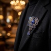 image:imageBlack Large Flower Shape Brooches Elegant Accessory for Clothing and Bags Versatile Wear for Various Occasions Classic Black Color Design Secure Pin ClosureBlue