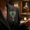 image:imageBlack Large Flower Shape Brooches Elegant Accessory for Clothing and Bags Versatile Wear for Various Occasions Classic Black Color Design Secure Pin ClosureGreen