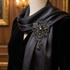 image:imageBlack Large Flower Shape Brooches Elegant Accessory for Clothing and Bags Versatile Wear for Various Occasions Classic Black Color Design Secure Pin Closureblack