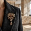 image:imageBlack Large Flower Shape Brooches Elegant Accessory for Clothing and Bags Versatile Wear for Various Occasions Classic Black Color Design Secure Pin ClosureBrown