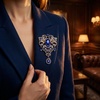 image:imageBlack Large Flower Shape Brooches Elegant Accessory for Clothing and Bags Versatile Wear for Various Occasions Classic Black Color Design Secure Pin ClosureBlue