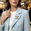 image:imageBrooch Pin with Pink Heart Crystals and Faux Pearls