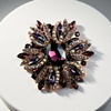 image:imageCrystal Flower Brooch Retro Elegant Colorful Rhinestone Brooch Pin for Wedding Party Clothing Hat Bag AccessoryA brown