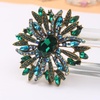image:imageCrystal Flower Brooch Retro Elegant Colorful Rhinestone Brooch Pin for Wedding Party Clothing Hat Bag AccessoryA green