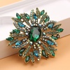 image:imageCrystal Flower Brooch Retro Elegant Colorful Rhinestone Brooch Pin for Wedding Party Clothing Hat Bag AccessoryA green